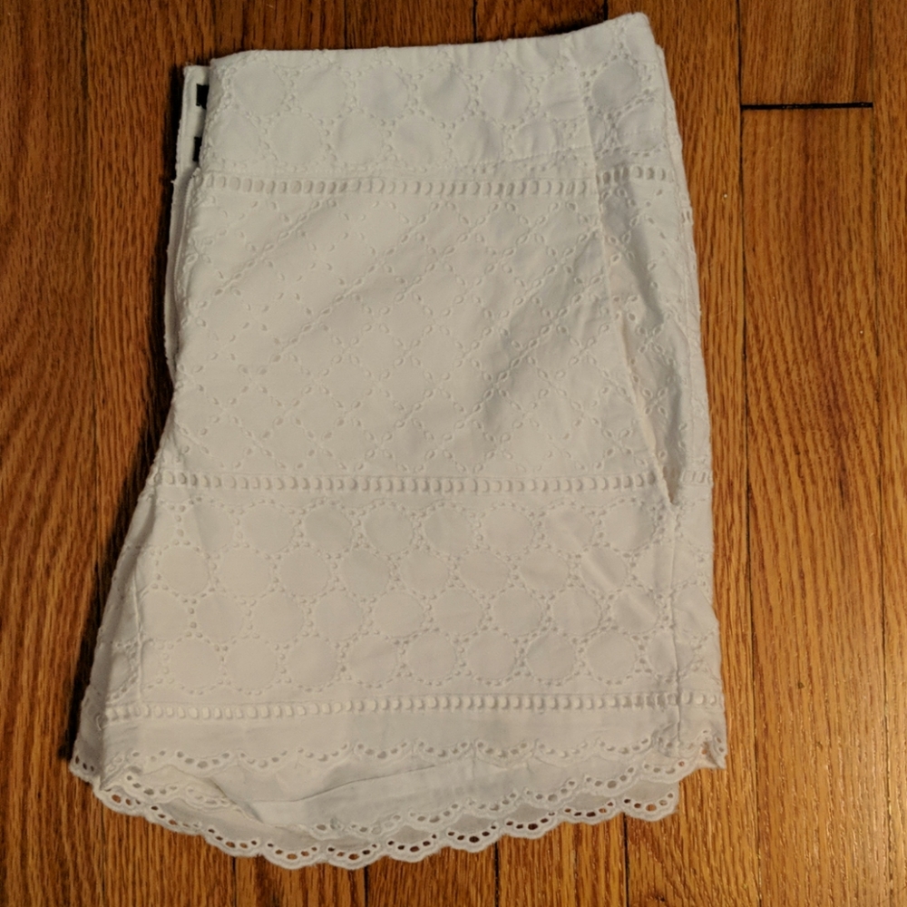 White Eyelet Shorts w/ scalloped edge